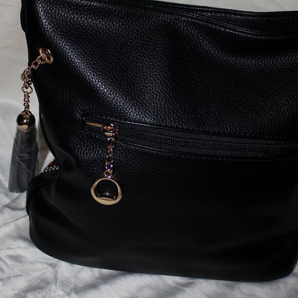 American Flag Red White Blue Rhinestone Bling Black Hobo Crossbody Shoulder Bag - Picture 5 of 11